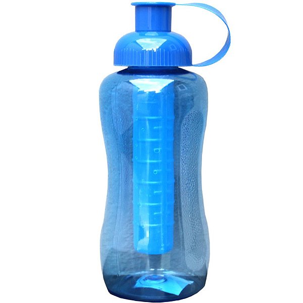 Garrafa Squeeze Artclips de Plastico PET e Tampa PP com Tubo para Gelo PE com 600 ml - Cor: Azul