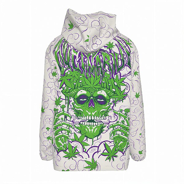 Corta-Vento Psicodélico UV Reativo para Festivais - Skullherb OFF White
