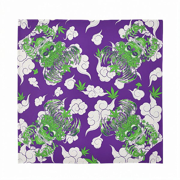 Lenço Bandana Skullherb - Acessório Festival Alucinarium