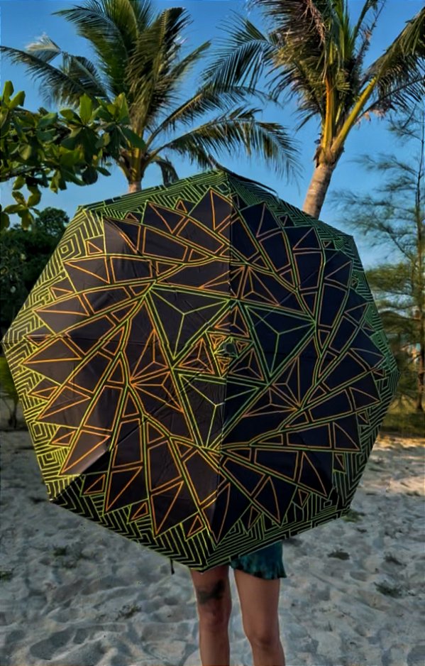 Guarda-Chuva Exclusivo Sunshine Verde - Arte Psicodélica Alucinarium