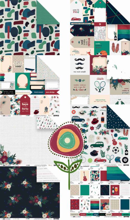 Coleção Papéis Juju Scrapbook Nosso Herói - (8 UN)