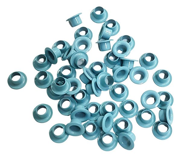 Ilhós Alumínio Azul Bebê TKG Store 8mm - 50un