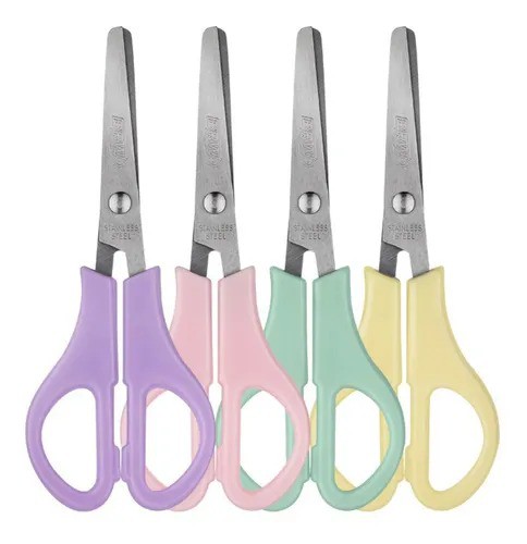 Tesoura Escolar de Aço 13cm c/ régua - Pastel