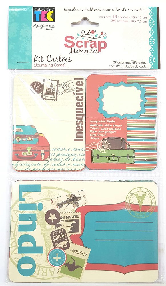 Kit Cartões Scrap Momentos Toke e Crie Viagem 17484