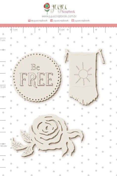 Chipboard Juju Scrapbook Branco Coleção Sonho Meu Be Free