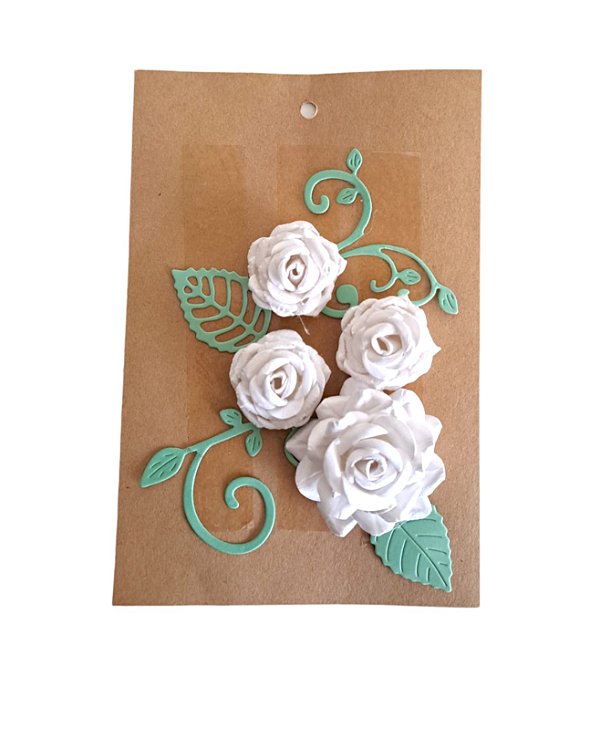 Flores de Papel Artesanal TKG Store Rosa Branca 0723