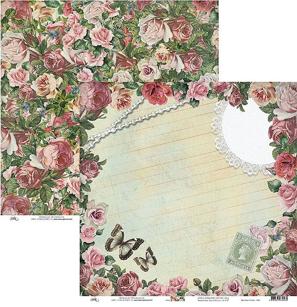 Folha Scrapbook Memórias Floridas 7660 OK Scrapbook