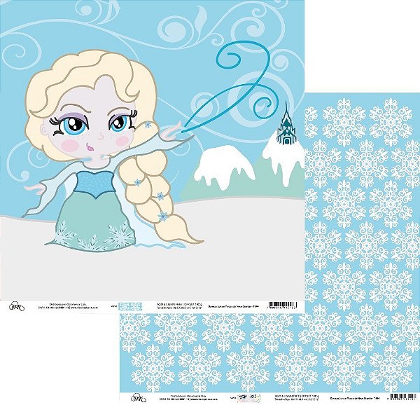 Folha Scrapbook Frozen Tag e Cena Loirinha 7947 OK Scrapbook