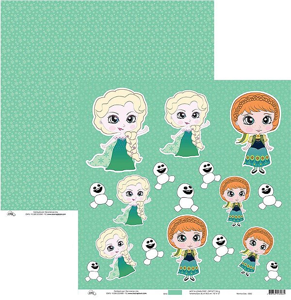 Folha Scrapbook Frozen Meninas do Gelo 7953 OK Scrapbook