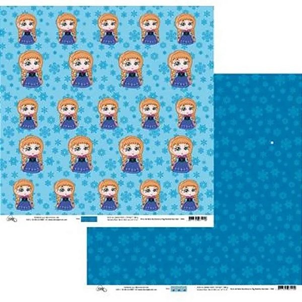 Folha Scrapbook Frozen Floco de Neve Azul e Tag Ruivinha 7942 OK Scrapbook