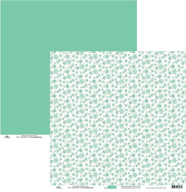 Folha Scrapbook Floco de Neve 2 com Verde Claro 7951 OK Scrapbook