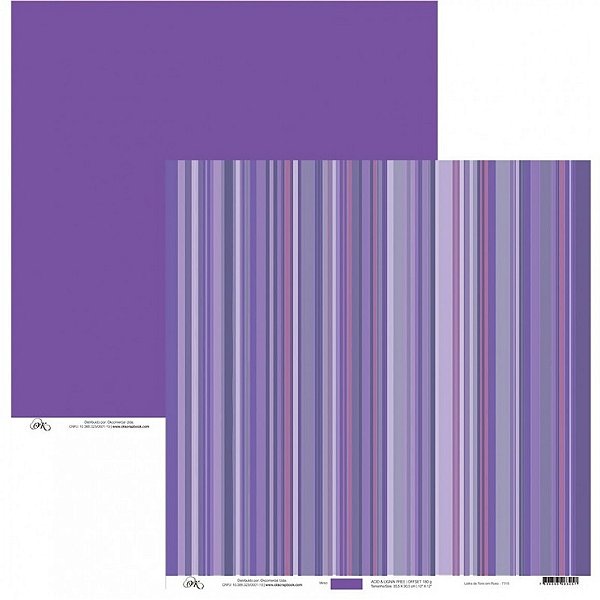 Folha Scrapbook Listra de Tons de Roxo 7715 OK Scrapbook