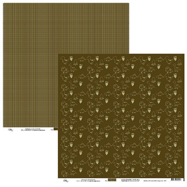 Folha Scrapbook Mini Dinos e Mini Xadrez Marrom 9704 OK Scrapbook