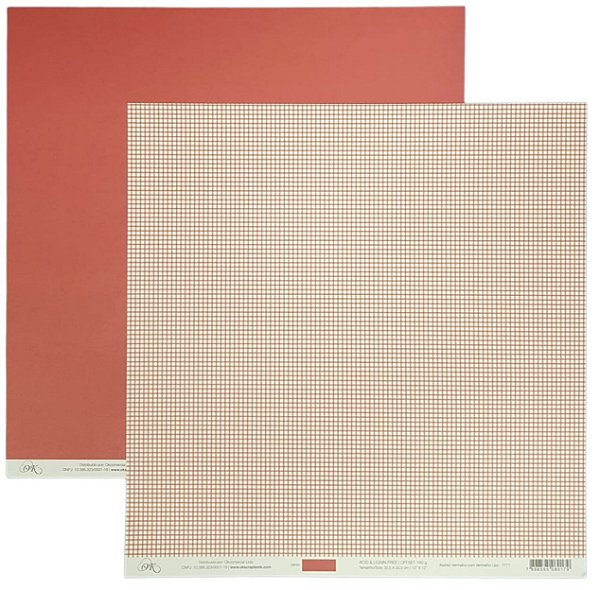 Folha Scrapbook Xadrez Vermelho e Liso 7771 OK Scrapbook