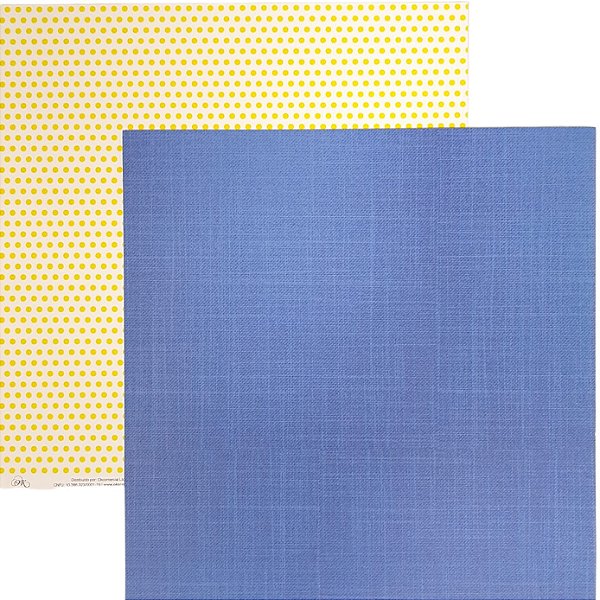 Folha Scrapbook Poá Grande Amarelo e Jeans Azul 8602 OK Scrapbook