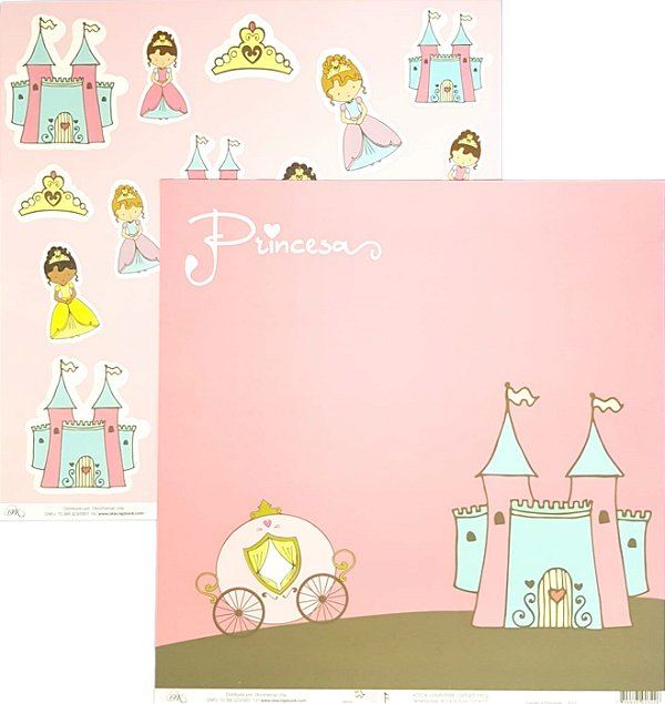 Folha Scrapbook Castelo e Princesa 9101 OK Scrapbook