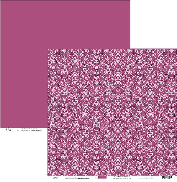 Folha Scrapbook Ornamento Vintage Vinho 7604 OK Scrapbook