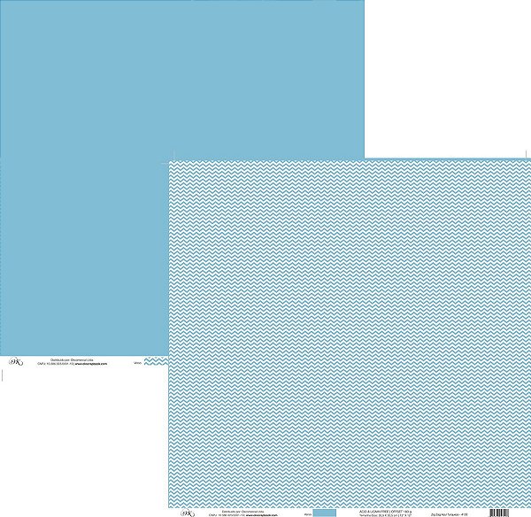 Folha Scrapbook Zig Zag Azul Turquesa 4103 OK Scrapbook