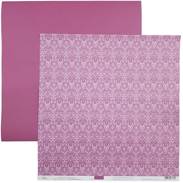 Folha Scrapbook Ornamento floral Vinho 7704 OK Scrapbook