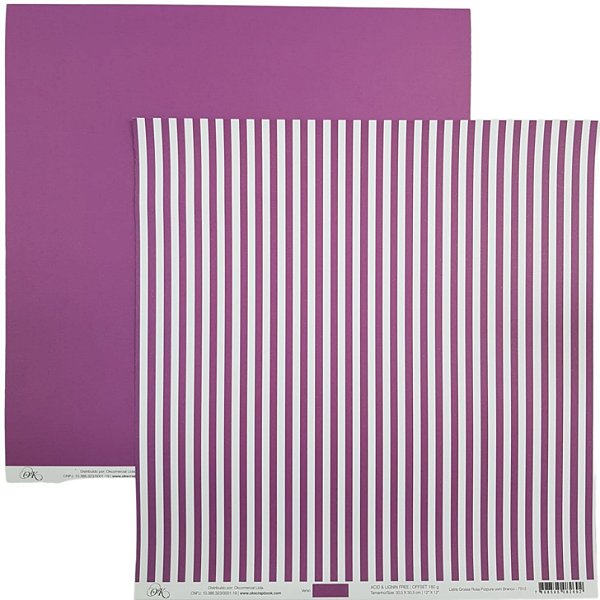 Folha Scrapbook Listra Gossa Rosa Purpura 7512 OK Scrapbook
