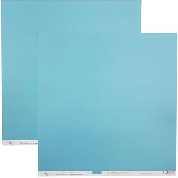Folha Scrapbook Azul turquesa Liso 2020 OK Scrapbook
