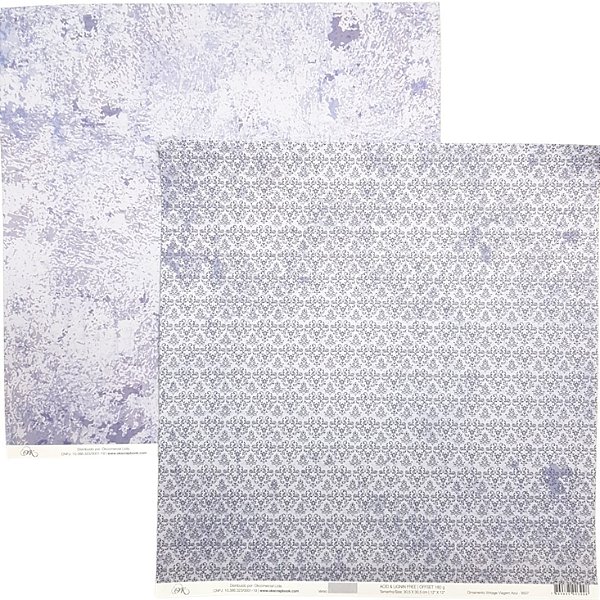 Folha Scrapbook Ornamento Vintage Viagem Azul 9507 OK Scrapbook