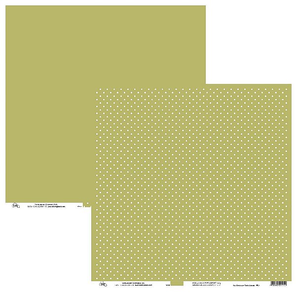 Folha Scrapbook Poá Branco com Verde Abacate 9607 OK Scrapbook