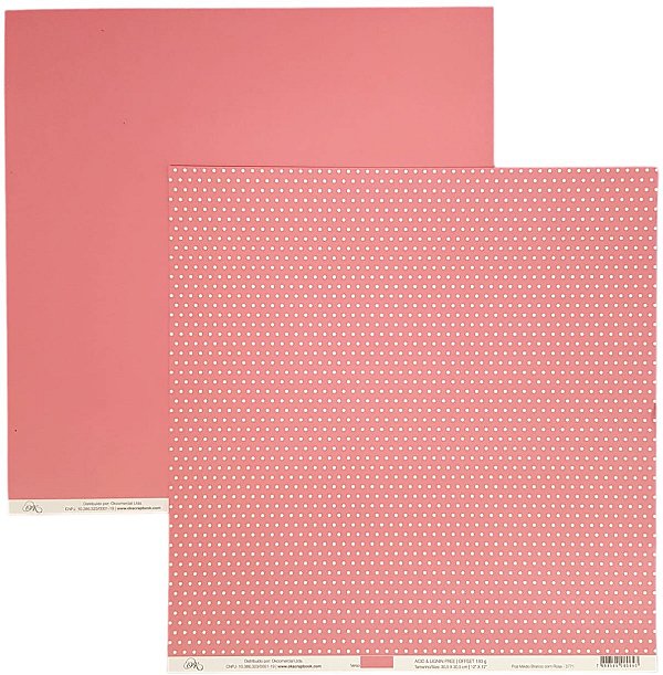 Folha Scrapbook Poá Médio Branco com rosa 2771 OK Scrapbook