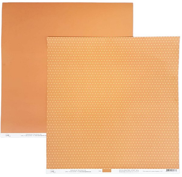 Folha Scrapbook Poá laranja com Laranja Tangerina 2617 OK Scrapbook