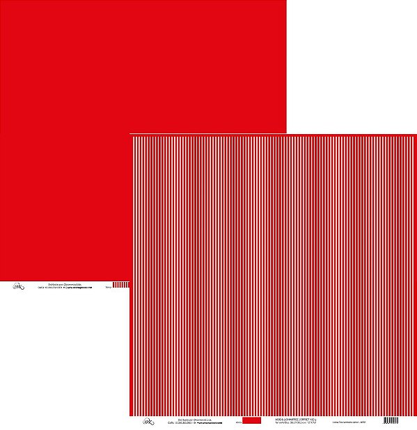 Folha Scrapbook Listra Fina Vermelho Amor 8908 OK Scrapbook