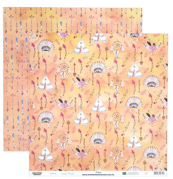Folha Scrapbook Tribal SC355 Arte Fácil