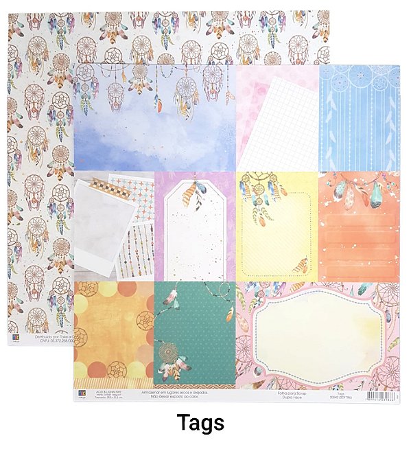 Folha Scrapbook Filtro dos Sonhos - Tags 20542 Toke e Crie
