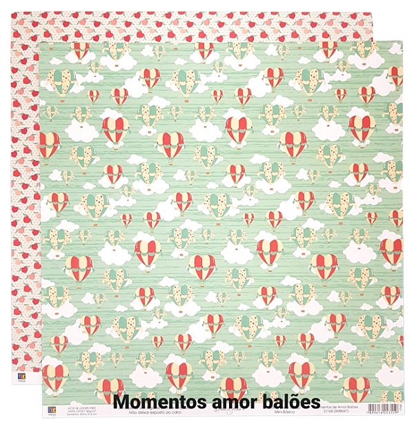 Folha Scrapbook Momentos de Amor Balões 21168 Toke e Crie
