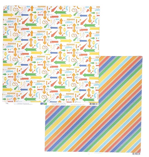 Folha Scrapbook Setas e Listras Viagem 9519 OK Scrapbook