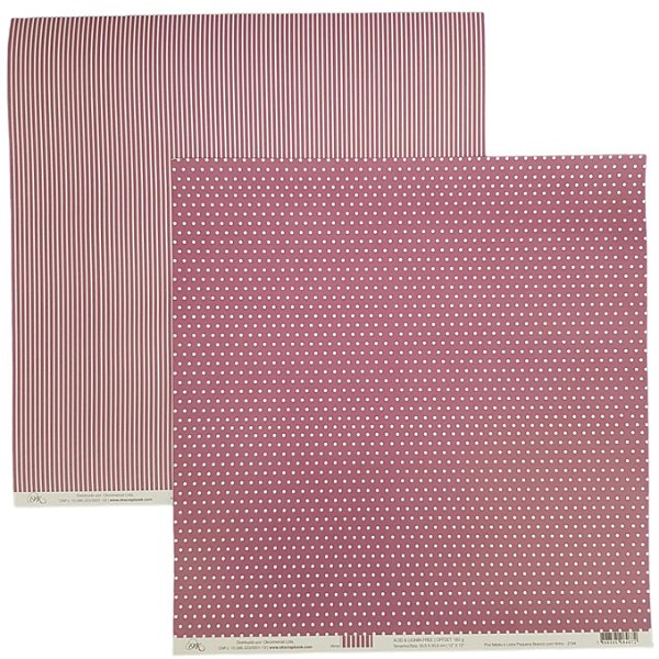 Folha Scrapbook Poá Médio e Listra Vinho 2194 OK Scrapbook