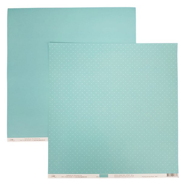 Folha Scrapbook Poá Azul com Azul Piscina 9605 OK Scrapbook