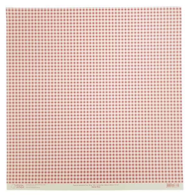 Folha Scrapbook Xadrez Rosa 0111001 Oficina do Papel