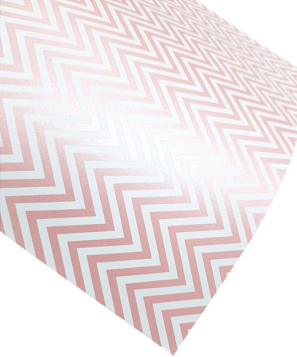 Folha Scrapbook Metalizada Chevron Rosa PDCH Metallik