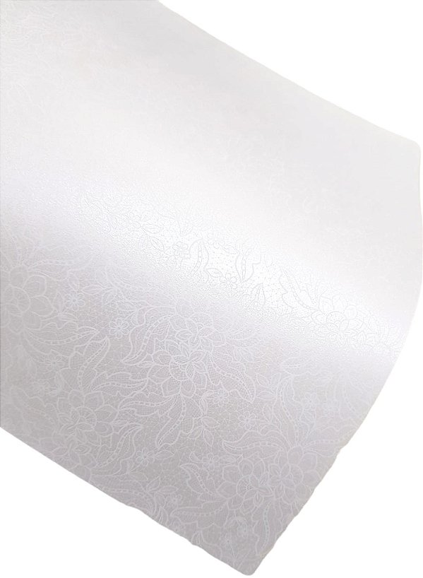 Folha Scrapbook Metalizada Renda 1 Branco PDR1 Metallik
