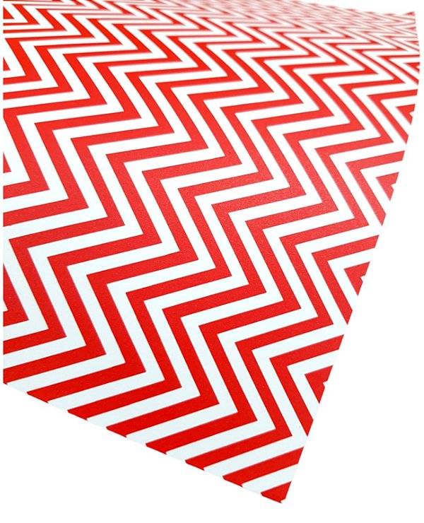 Folha Scrapbook Metalizada Chevron Vermelha PDCH Metallik