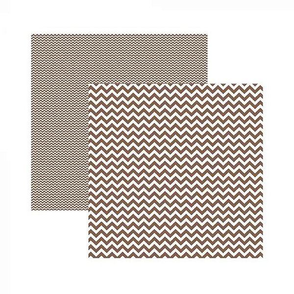 Folha Scrapbook Chevron Marrom 19959 Toke e Crie