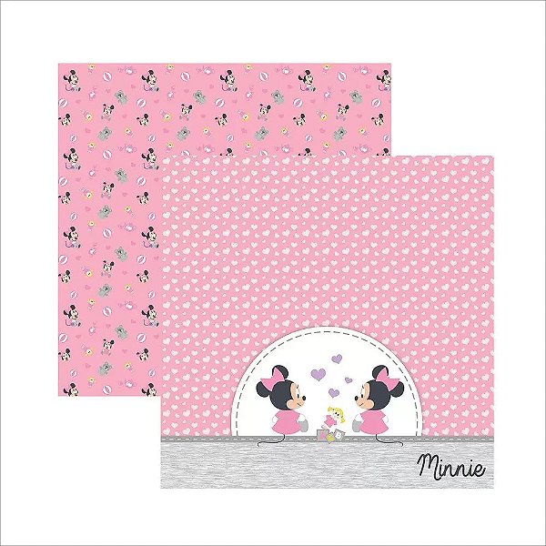 Folha Scrapbook Dupla Face Disney Toke e Crie Baby Minnie 2 Brinquedos - 19332