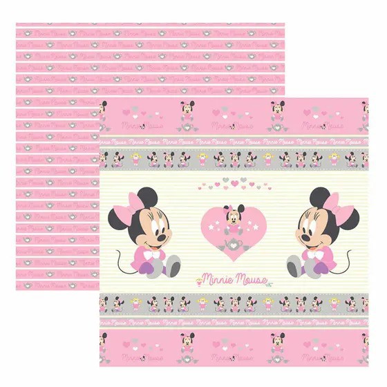 Folha Scrapbook Dupla Face Disney Toke e Crie Baby Minnie 1 Fitas e Rótulos - 19317