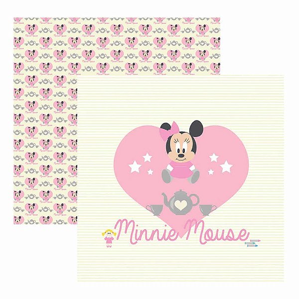 Folha Scrapbook Dupla Face Disney Toke e Crie Baby Minnie 1 Guirlanda - 19315