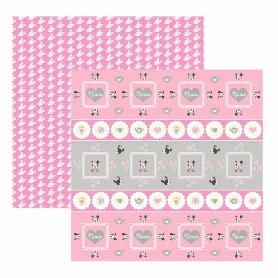 Folha Scrapbook Dupla Face Disney Toke e Crie Baby Minnie 1 Forminhas e Toppers - 19318