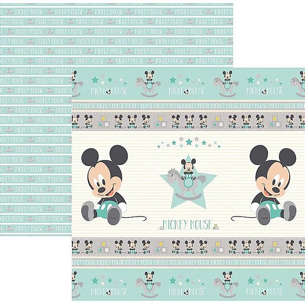 Folha Scrapbook Dupla Face Disney Toke e Crie Baby Mickey Fitas e Rótulos - 19327