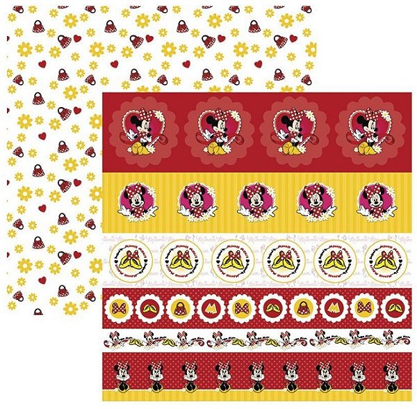Folha Scrapbook Dupla Face Disney Toke e Crie Minnie Mouse 1 Selos e Tags - 19299