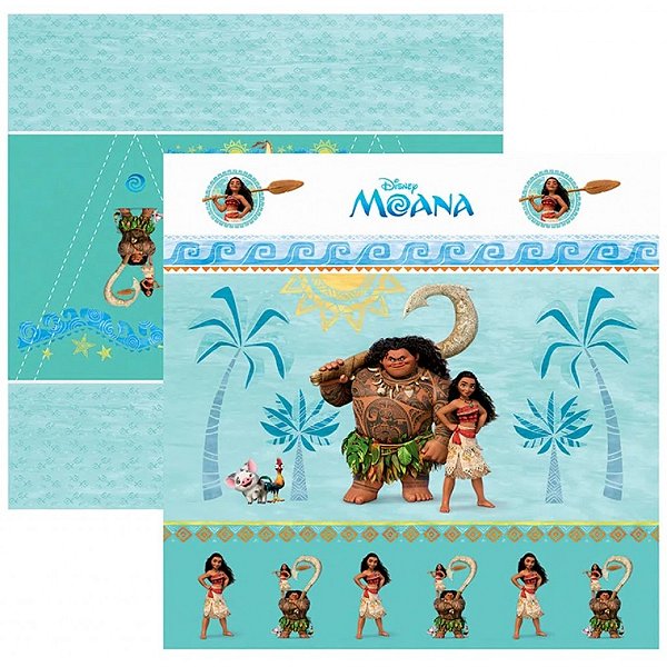 Folha Scrapbook Dupla Face Disney Toke e Crie Moana Cenário e Bandeirolas - 19543