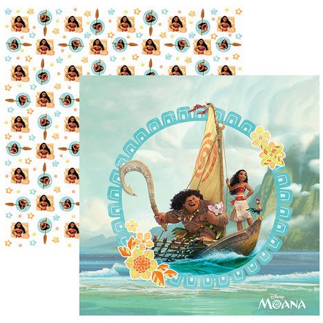 Folha Scrapbook Dupla Face Disney Toke e Crie Moana Guirlanda - 19542