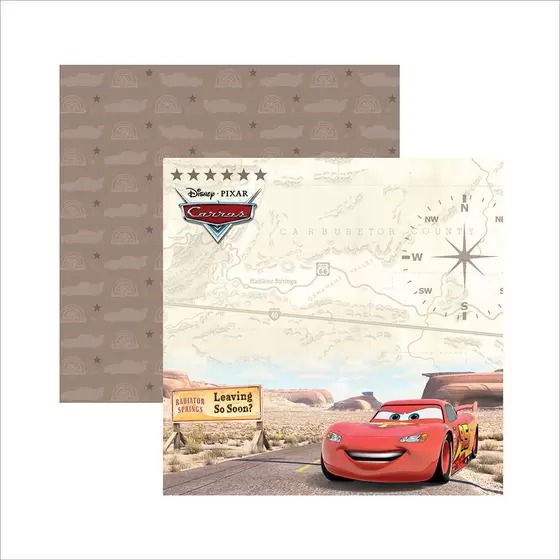 Folha Scrapbook Dupla Face Disney Toke e Crie Carros Paisagem - 19675